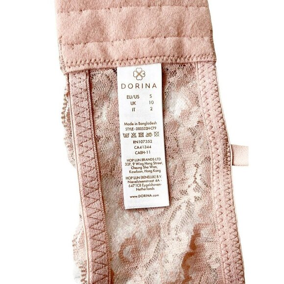 DORINA Woman's Sz S Dusty Pink Lace V Neck Bralette - Picture 4 of 7